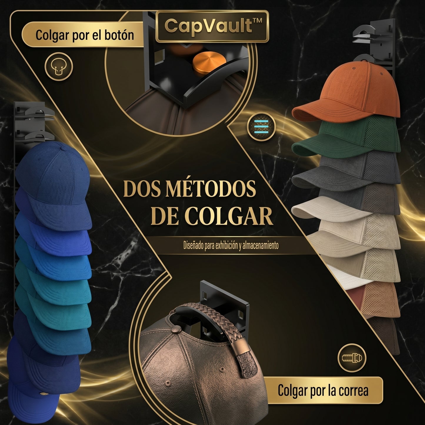 CapVault™ | Organizador Vertical de Gorras | Orden Perfecto en Segundos y Evita Daños y Arrugas