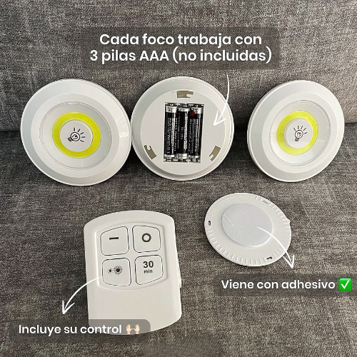 Set 3 Luces a Control Remoto LumiCasa | Ilumina tu hogar sin complicaciones 💡🏠
