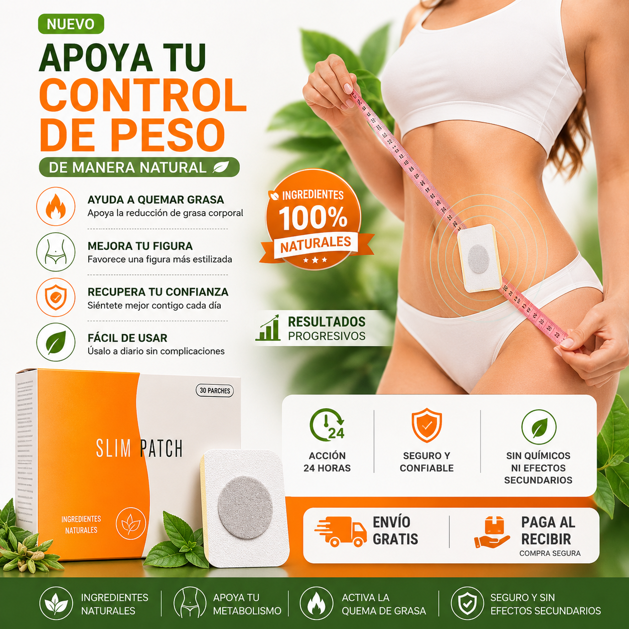 SlimPatch™ | Parche Herbal Adelgazante | Ayuda a Quemar Grasa y Controlar el Peso