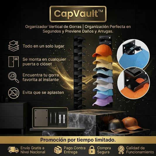 CapVault™ | Organizador Vertical de Gorras | Orden Perfecto en Segundos y  Evita Daños y Arrugas