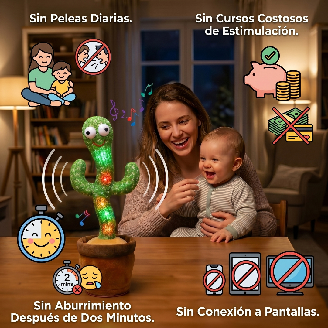 DiverCactus™| Cactus Parlante Bailarín con Luces | Estimulación Temprana sin Pantallas