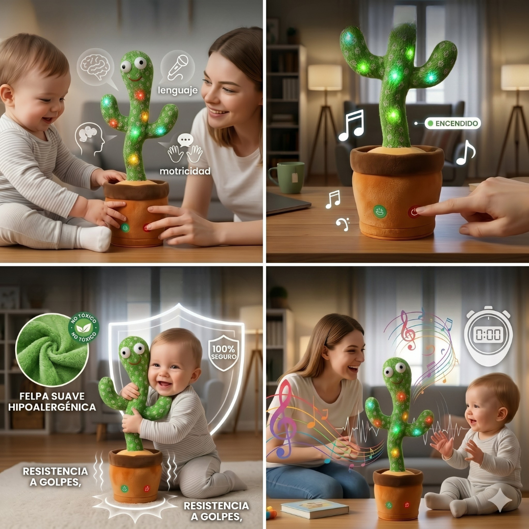 DiverCactus™| Cactus Parlante Bailarín con Luces | Estimulación Temprana sin Pantallas