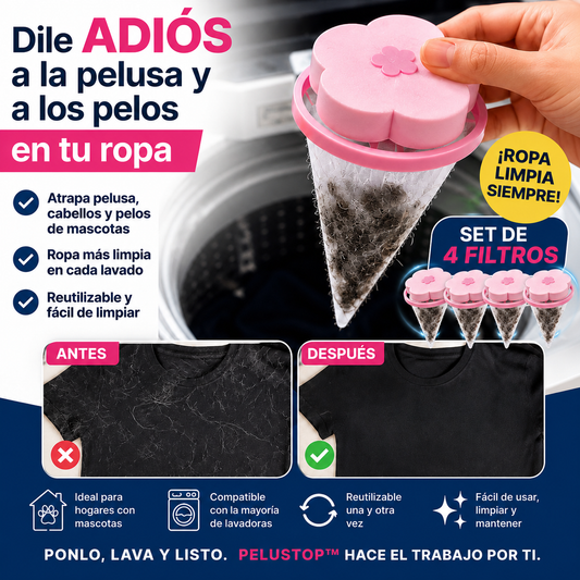 PeluStop™ | Filtro Atrapa Pelusa para Lavadora | Elimina Pelos Fácil