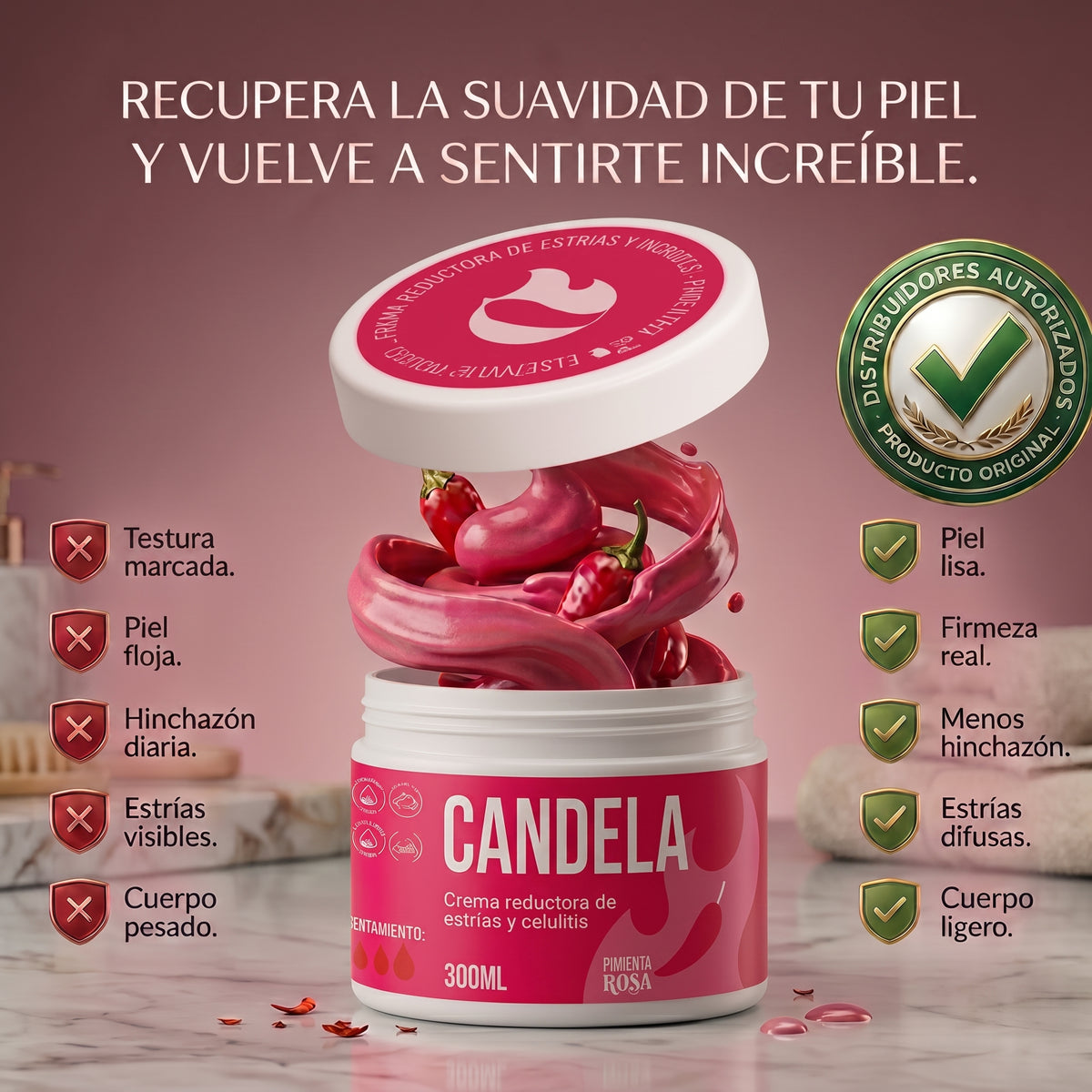 Candela™ | Crema de Reconstrucción Dérmica | Borra Estrías por Cambios de Peso.