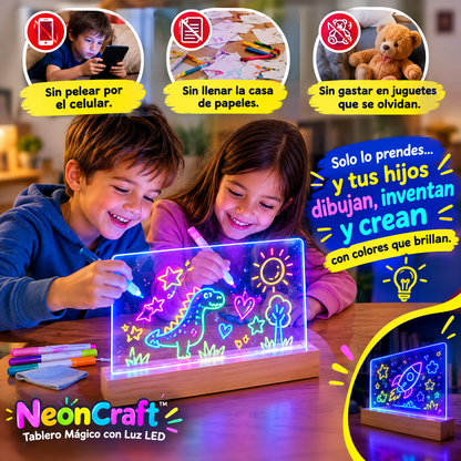 NeónCraft™ | Tablero Mágico con Luz LED | Dibuja Sin Desorden Ni Pantallas
