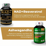Pack Ashwagandha+ NAD+ Colágeno Biotina™ | Juventud Celular y Estrés Bajo Control – 50% de descuento + Envío Gratis
