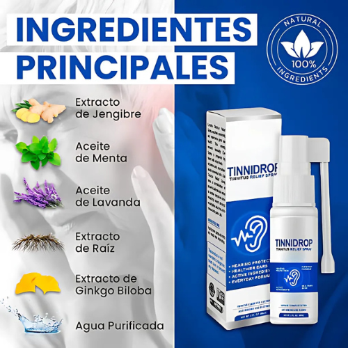 Pack 2x1 Tinnidrop® | Spray natural para oídos que alivia el tinnitus y mejora tu descanso – Envío GRATIS + Sueño profundo sin zumbidos