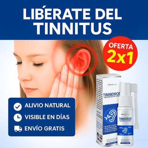 Pack 2x1 Tinnidrop® | Spray natural para oídos que alivia el tinnitus y mejora tu descanso – Envío GRATIS + Sueño profundo sin zumbidos