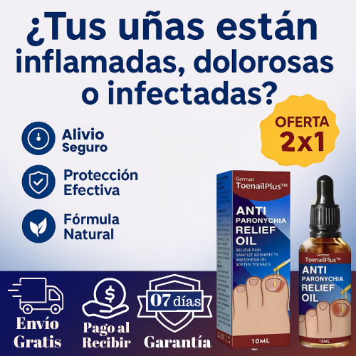 Pack 2x1 ReliefOil® | Aceite Natural para  para Cutículas Infectadas y Uñas Dañadas - Fortalece Uñas + Hidrata Cutículas + ENVÍO GRATIS