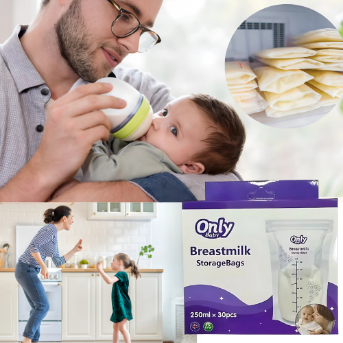 Pack OnlyBaby® 30 und | Bolsas estériles para leche materna – Cierre doble antifugas + sin químicos – ¡Llévalas 2x1 hoy!