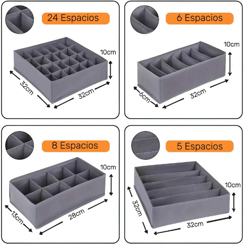 OrdenBox Set x4 | Organizadores de ropa interior -Más orden en menos tiempo + Promo 2x1