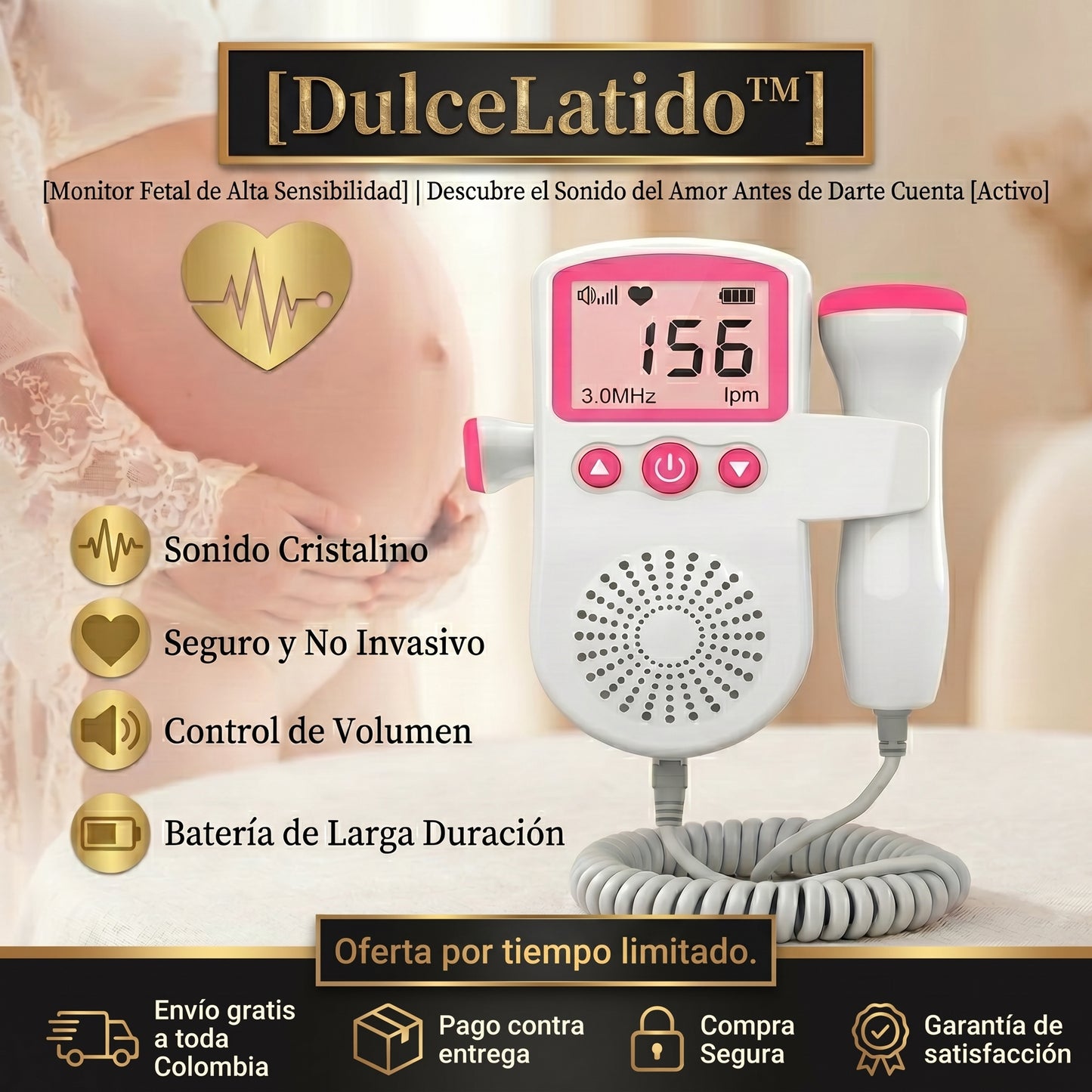 DulceLatido™ | Monitor Fetal de Alta Sensibilidad | Descubre el Sonido del Amor Antes de Conocerlo