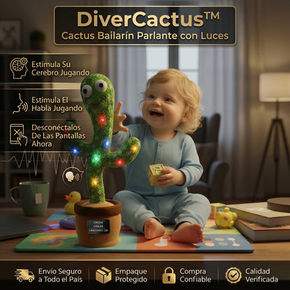 DiverCactus™| Cactus Parlante Bailarín con Luces | Estimulación Temprana sin Pantallas